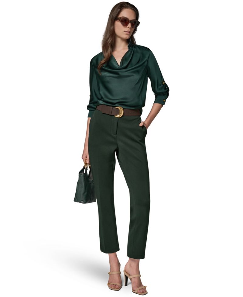 Petite Satin Back Crepe Long-Sleeve Top