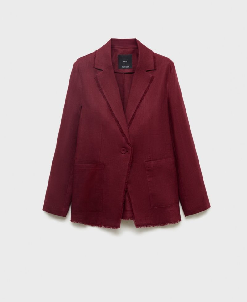 Women's Frayed Ends Linen Suit Blazer