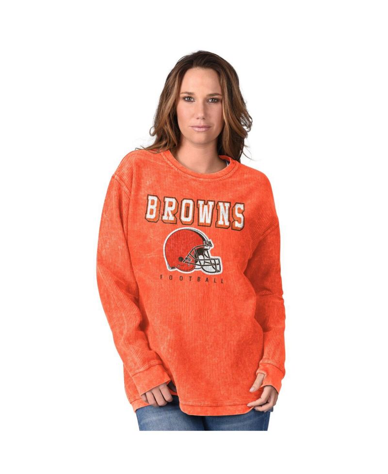 Women's Orange Cleveland Browns Comfy Cord Pullover Sweatshirt