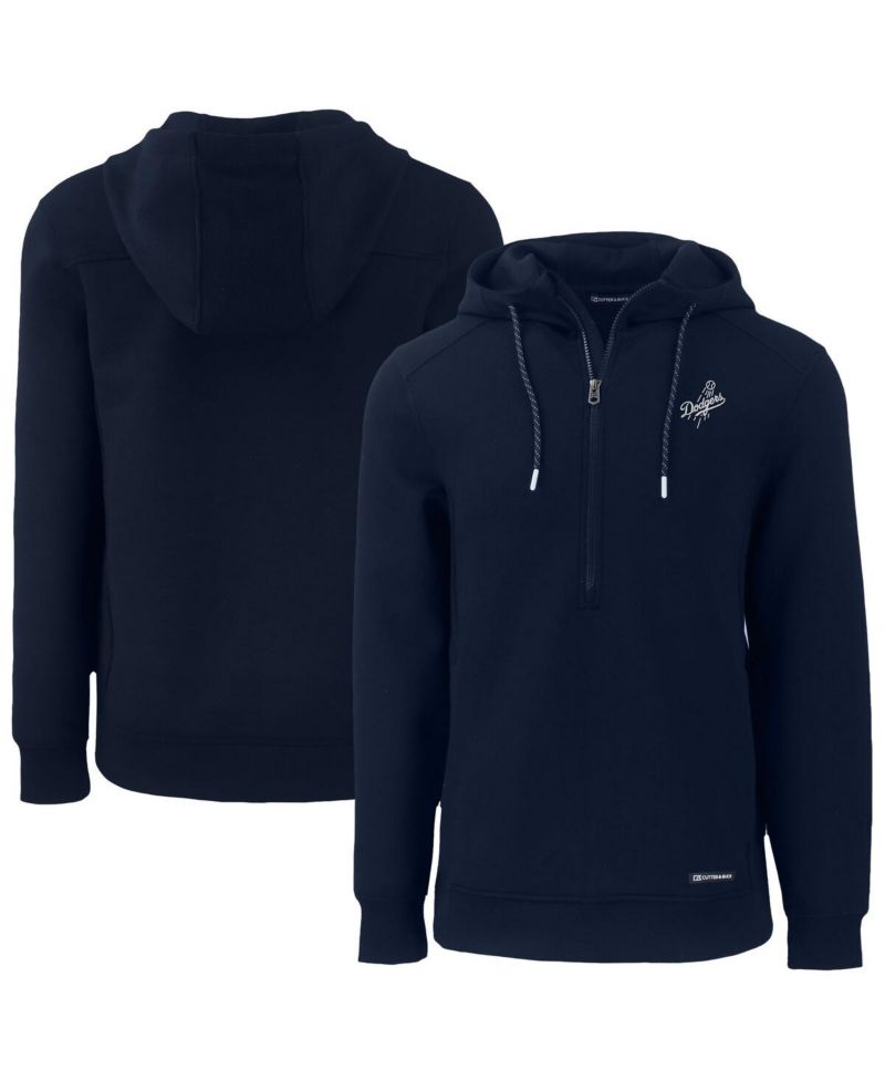 Men's Navy Los Angeles Dodgers Roam Tri-Blend Half-Zip Hoodie