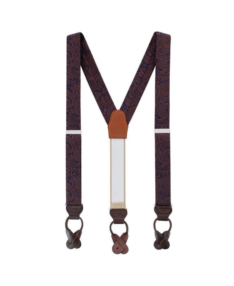 Men's Sobee Paisley Silk Brace and Bow Tie Set