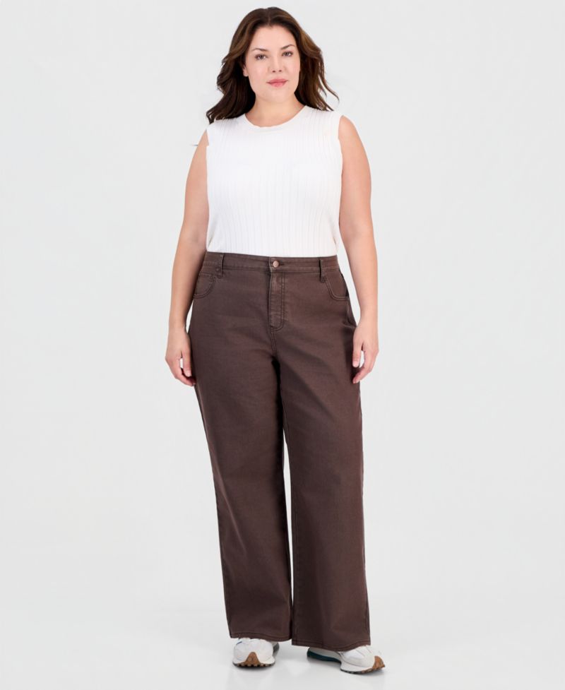 Petite High-Rise Wide-Leg Colored Jeans