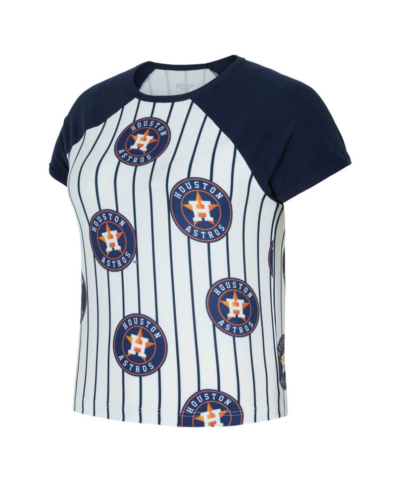 Women's White Houston Astros Outbound Pinstripe Raglan Top