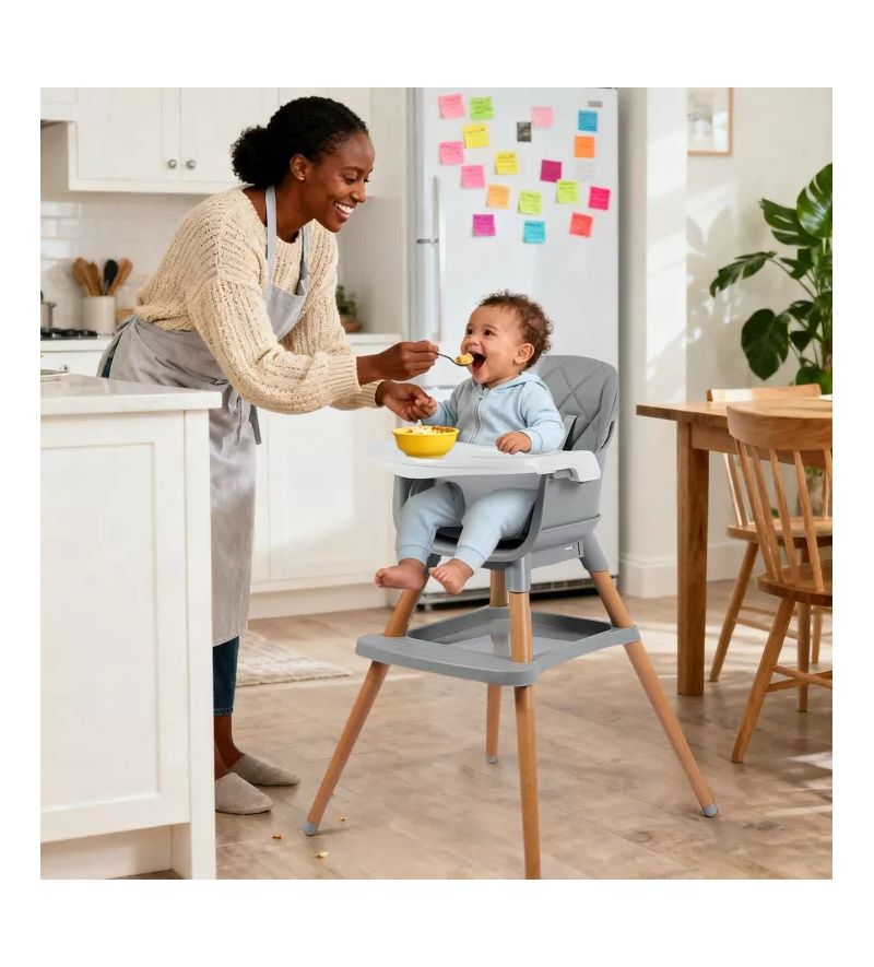 7-in-1 Convertible Baby High Chair with Removable Tray and 5-Point Harness