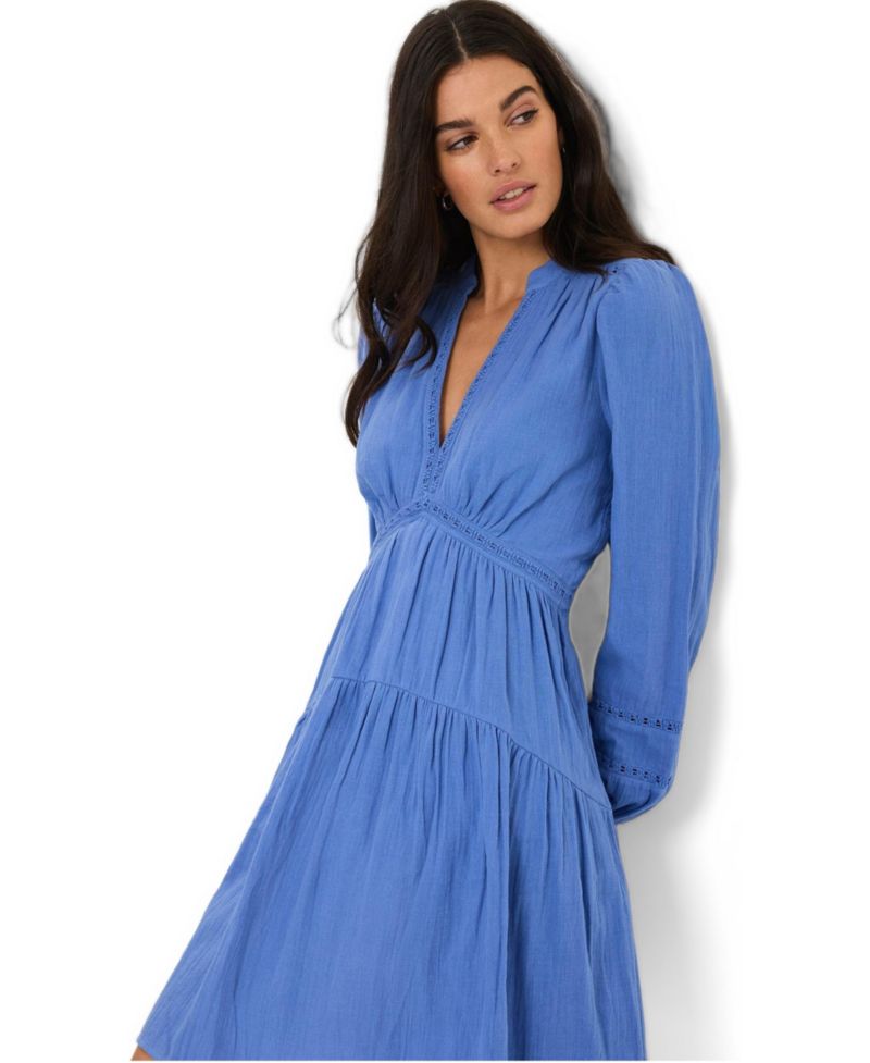 Women's Long-Sleeve V-Neck Mini Dress