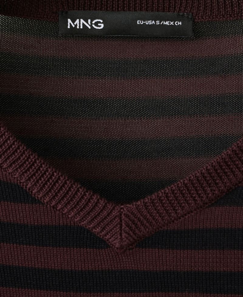 Women's Long-Sleeve V-Neck Striped Pullover