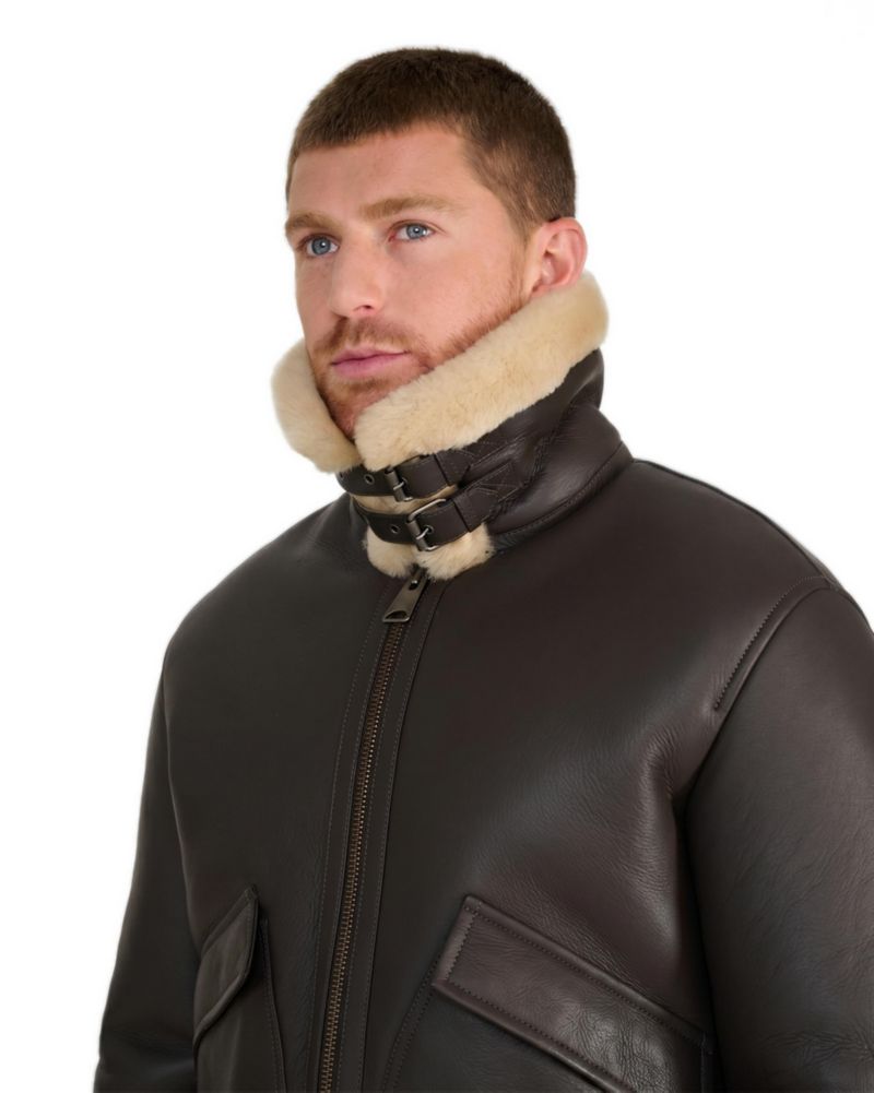 Men's Hudson Brown Leather Shearling Jacket