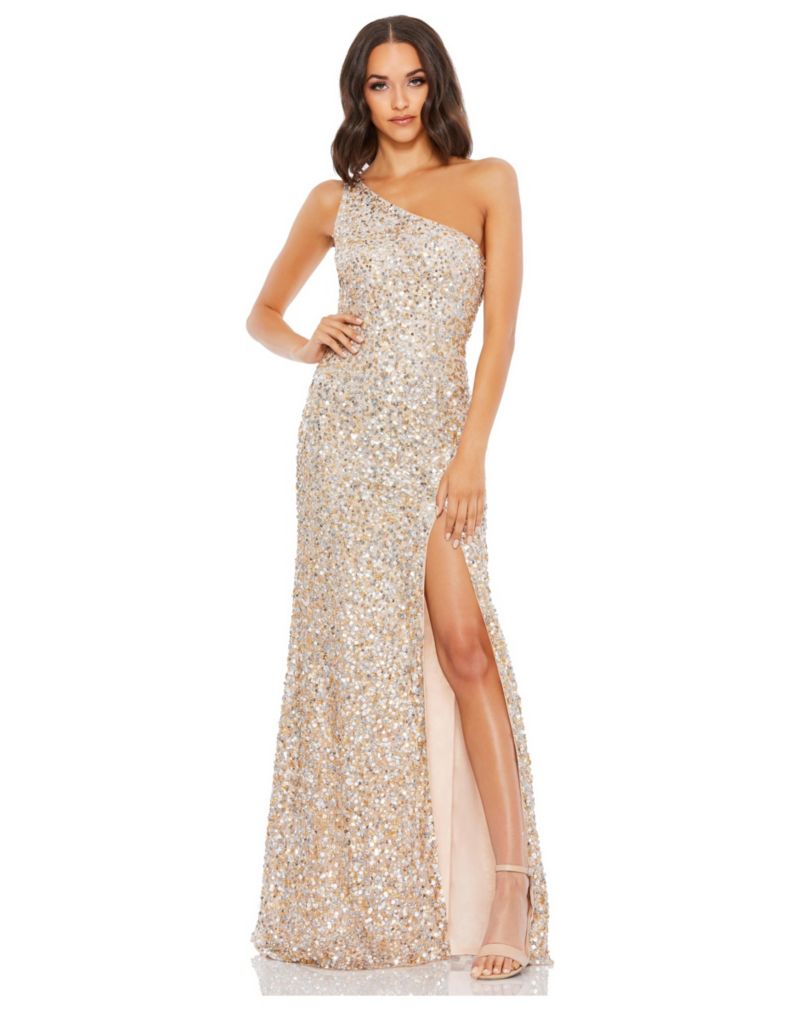 Women's Sequin Embellished One-Shoulder Evening Gown
