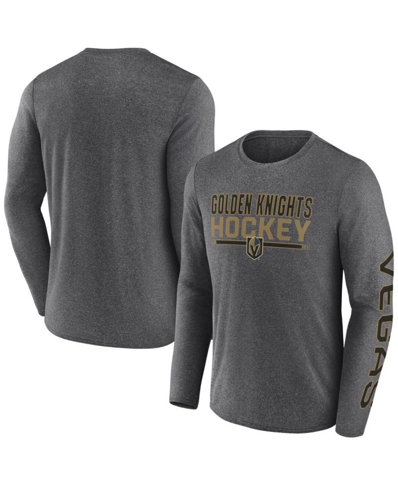 Men's Heather Charcoal Vegas Golden Knights Sweep Iconic Synthetic Long Sleeve T-Shirt