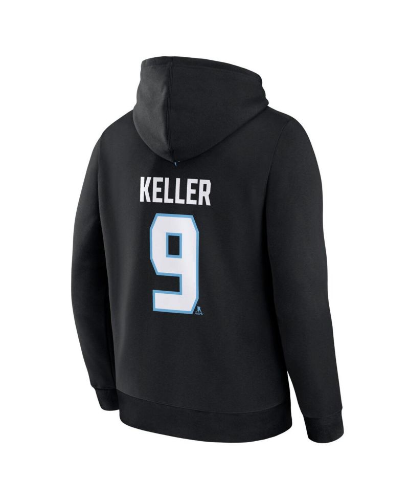 Men's Clayton Keller Black Utah Mammoth Authentic Stack Name & Number Hoodie