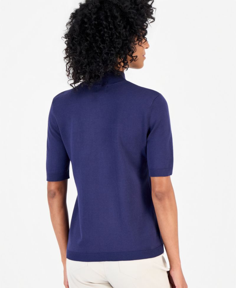 Women's Mock-Neck Short-Sleeve Sweater