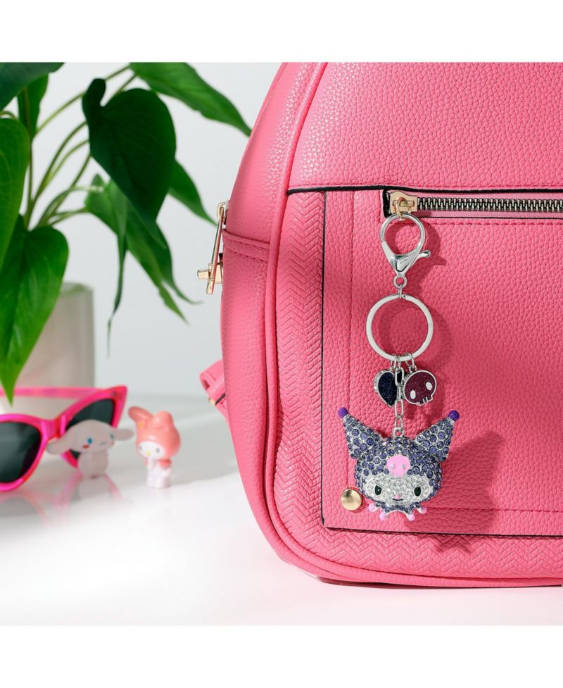 Sanrio Kuromi Crystal Keychain with Skull & Heart Charms