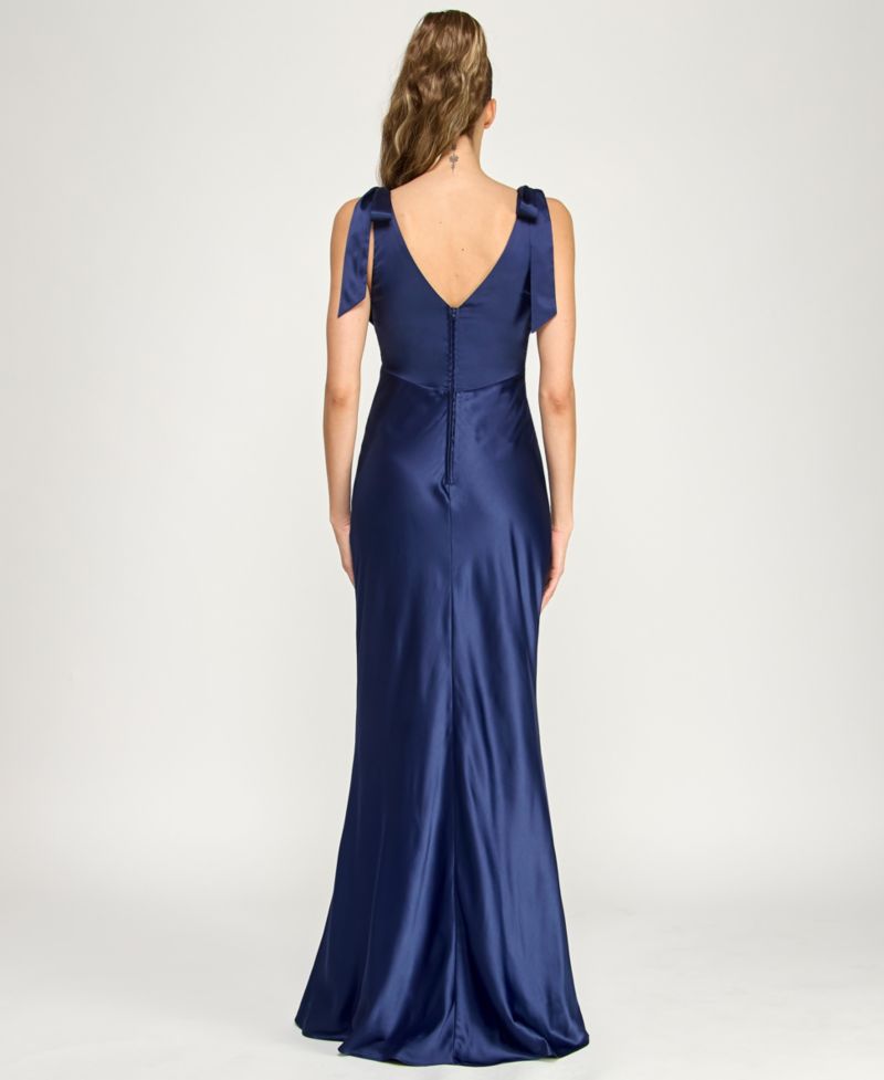 Juniors' Sleeveless Satin Maxi Dress