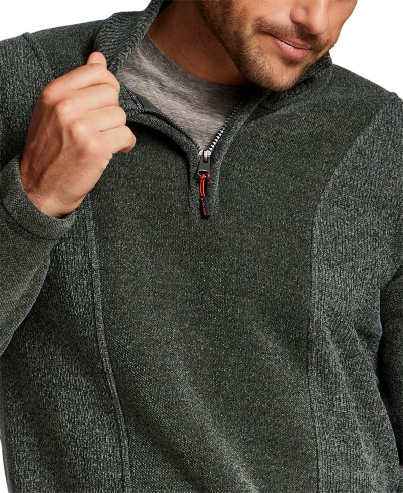 Men's Chenille Elastic Drawcord Quarter-Zip Sweater