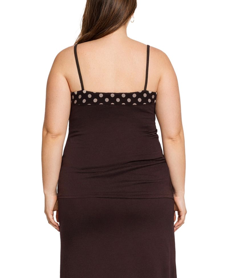 Plus Size Polka Dot Mesh Panel Cami Top