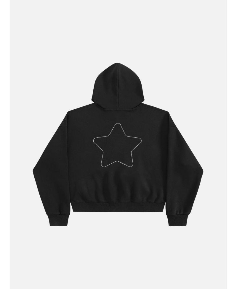 Men's Boxy Rhinestone Star Pullover Hoodie