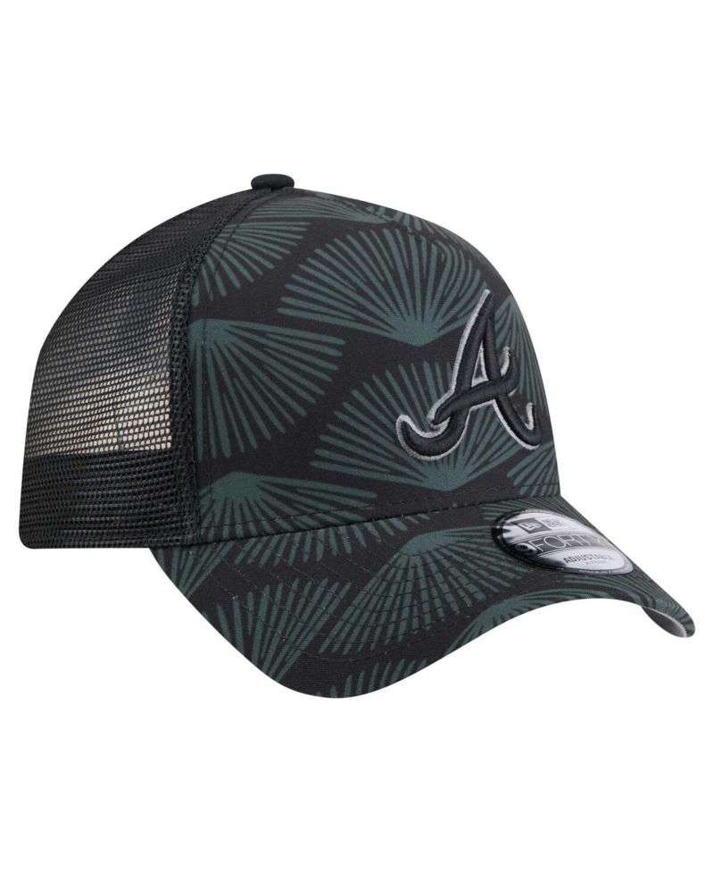 Men's Black Atlanta Braves 9FORTY A-Frame Trucker Adjustable Hat