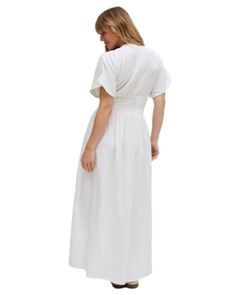 Women's Sally Ann Button Down Embroidery Maxi Dress