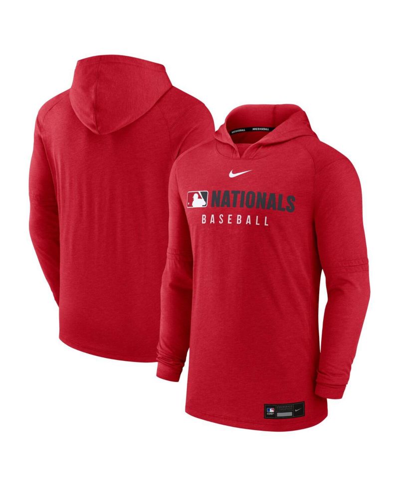 Men's Heather Red Washington Nationals Authentic Collection Tri-Blend Performance Pullover Hoodie