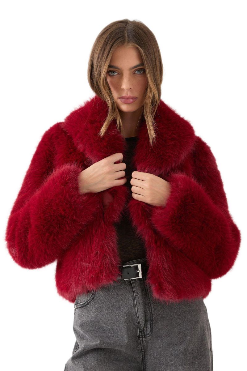 Women's Faux Fur Cropped Collar Coat