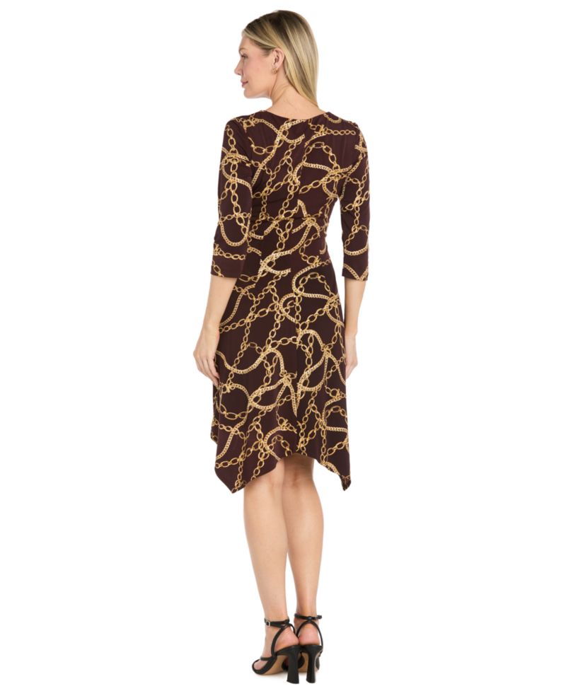 Women's Faux-Wrap Print V-Neck Dress