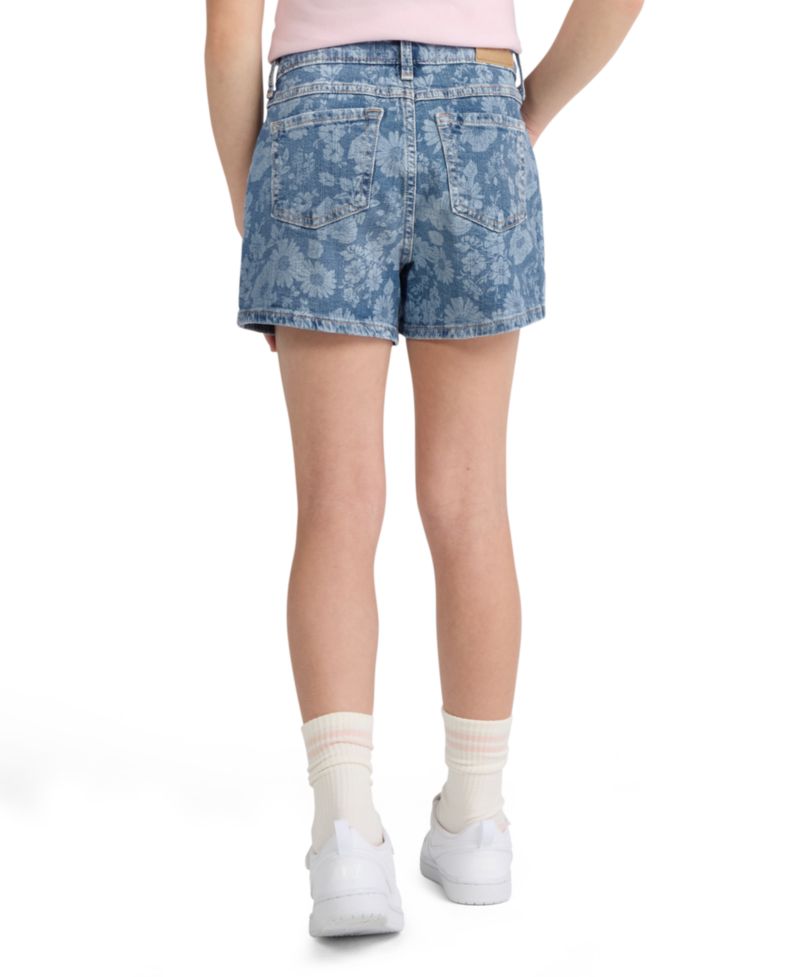Girls’ High-Rise Relaxed Floral Denim Shorts