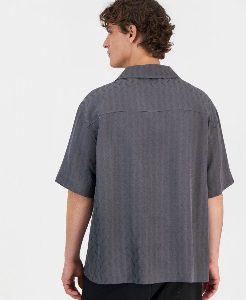 Men's Espino Tonal-Print Short-Sleeve Button Shirt