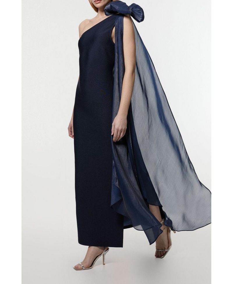Women's Shoulder Bow Cape Detail Maxi Dress