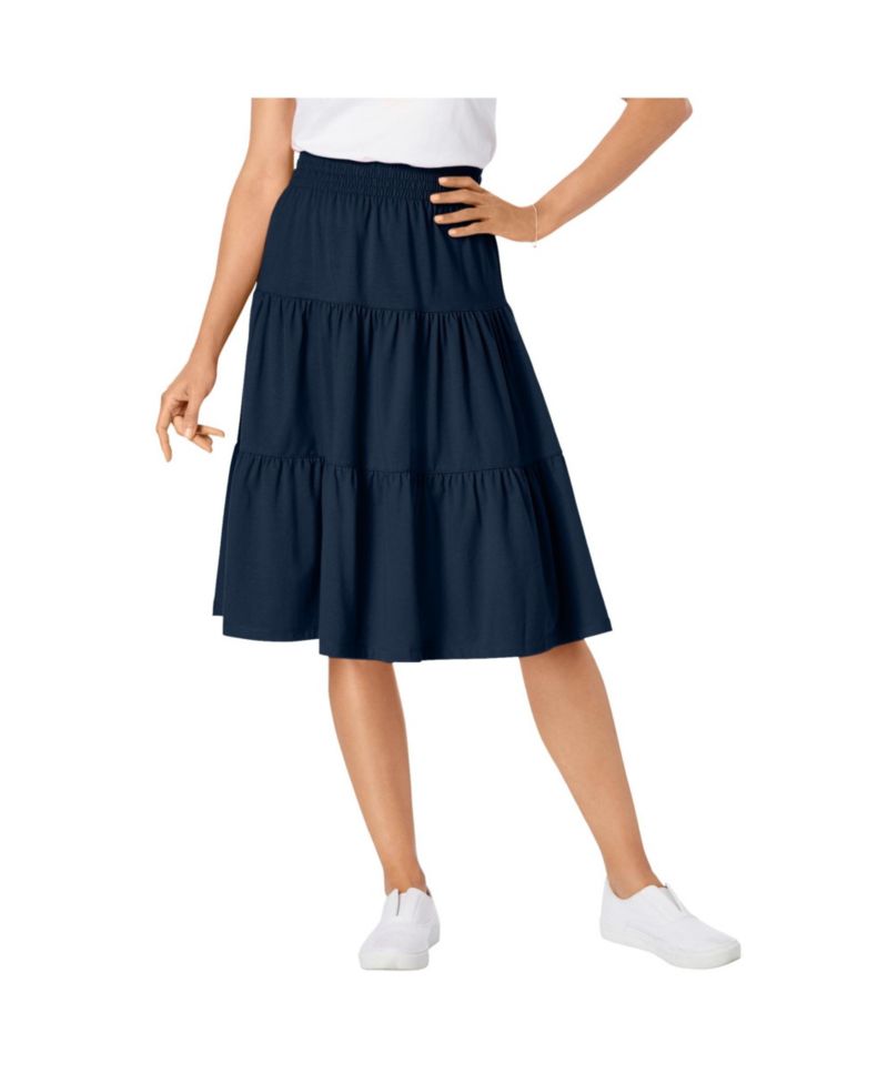 Women's Within Elastic-Waist Knit Tiered Skirt