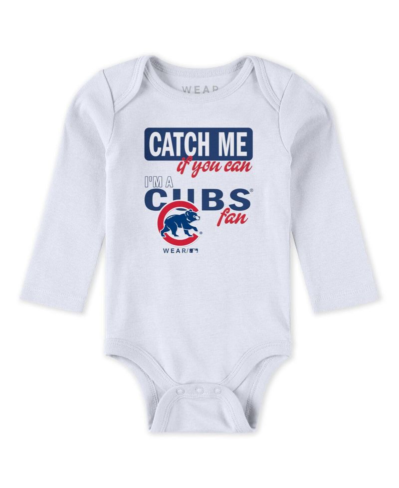 Baby Boys and Girls 3-Piece Heather Gray/White/Royal Chicago Cubs Three-Piece Turn Me Around Bodysuits Pants Set