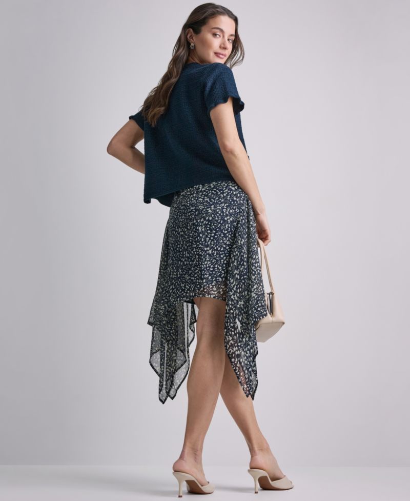 Women's Handkerchief Hem Fit & Flare V-Neck Dress