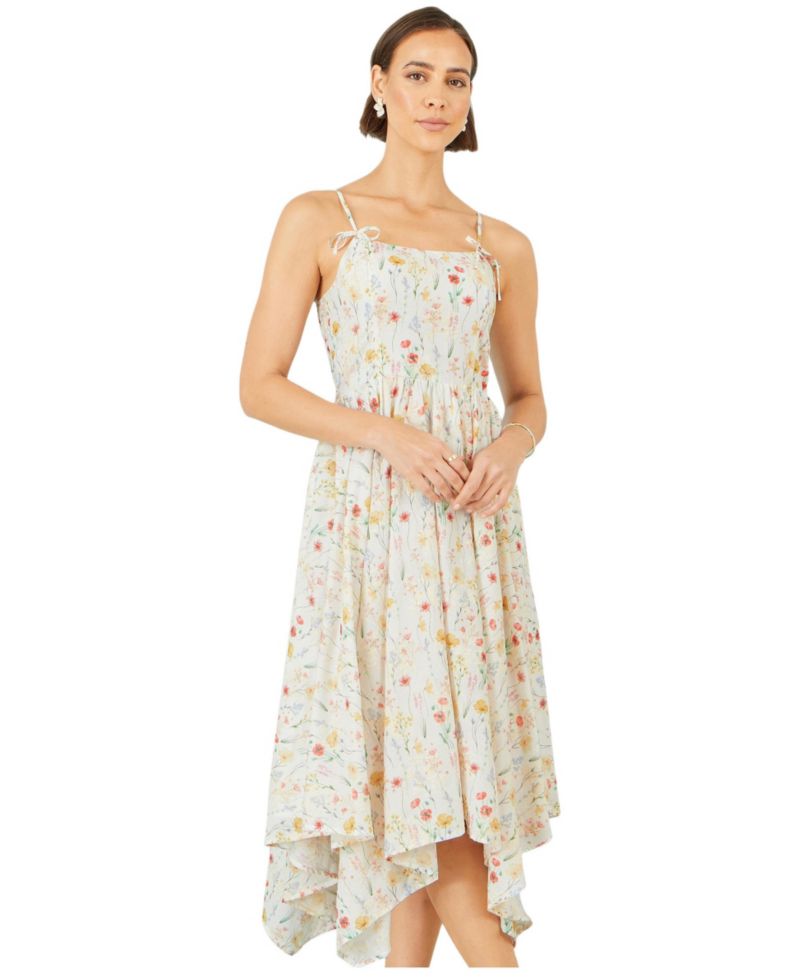 Women's Botanical Embroidery Midi Dress
