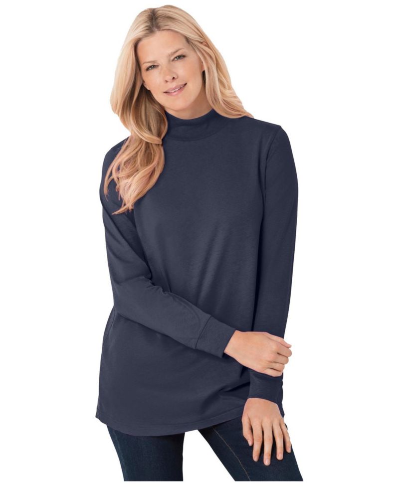 Plus Size Within Perfect Long-Sleeve Mockneck Tee