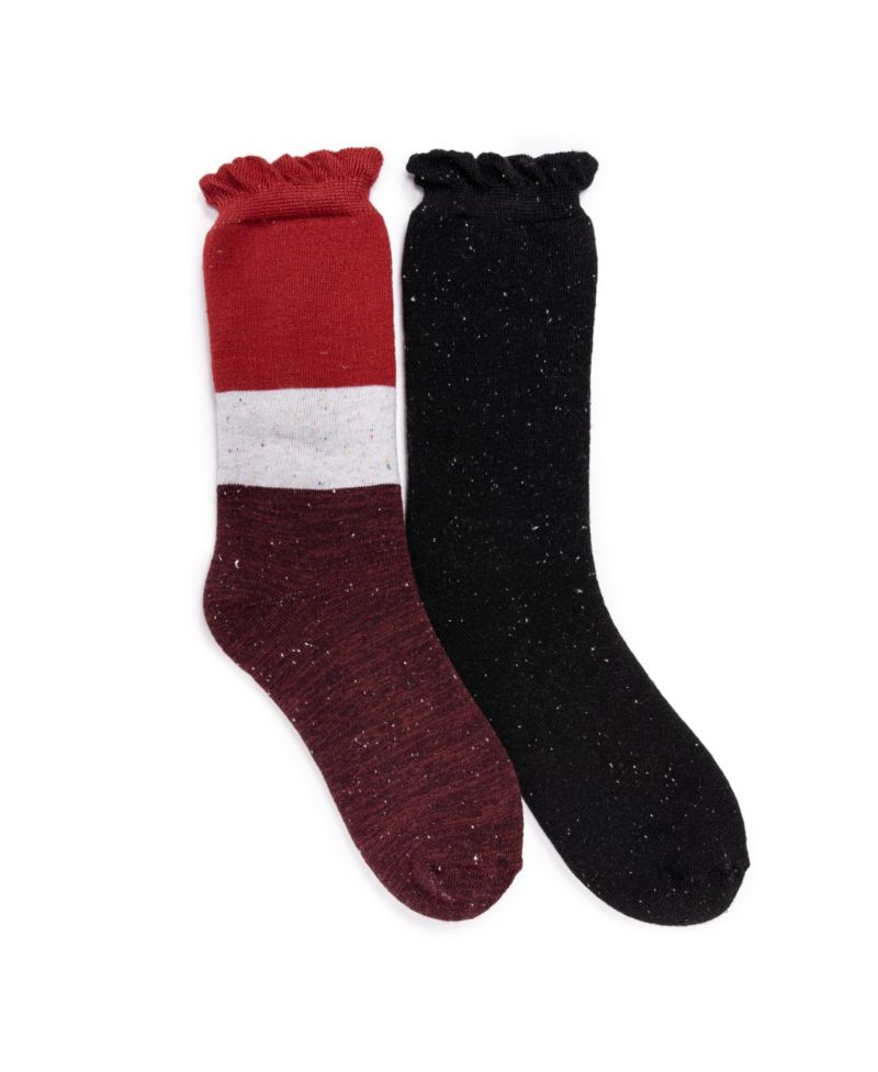 Women's 2 Pair Pack Ruffle Heat Retainer Crew Socks