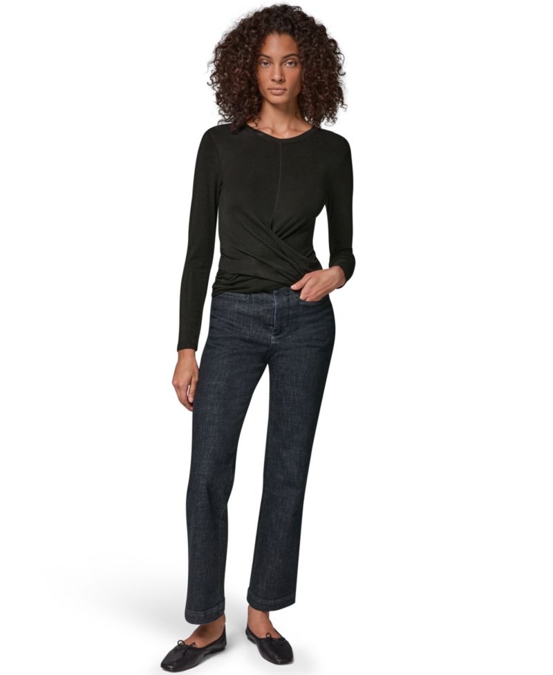 Women's Drape Front Long-Sleeve Top