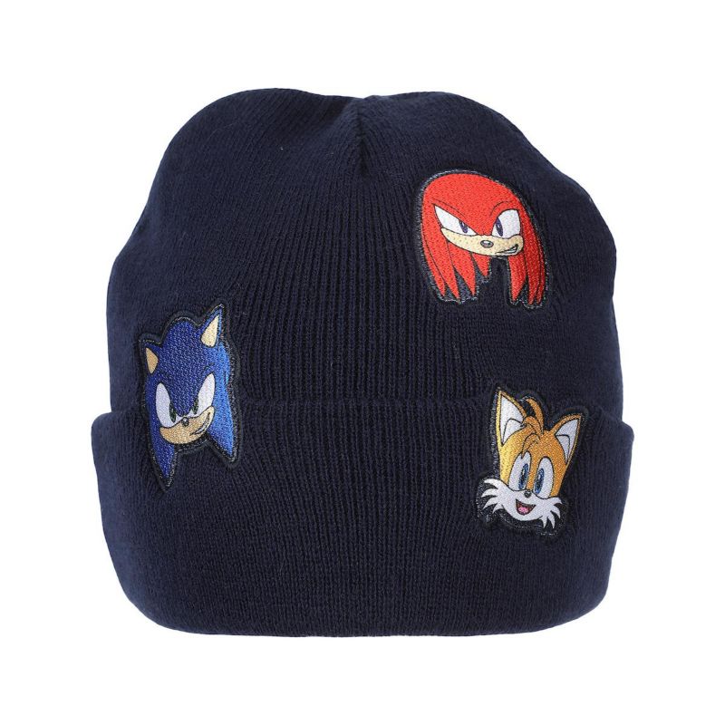 Men's Printed Character Patches Navy Cuff Beanie