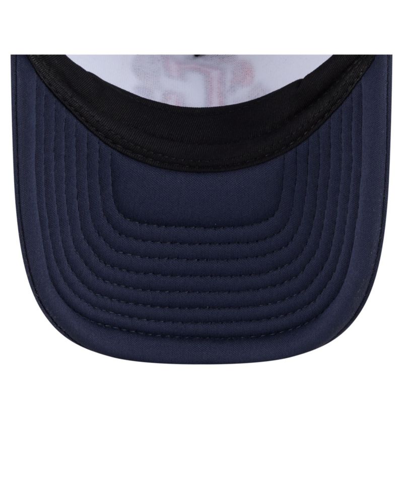 Big Boys and Girls White/Navy Cleveland Guardians Food A-Frame 9FORTY Trucker Adjustable Hat