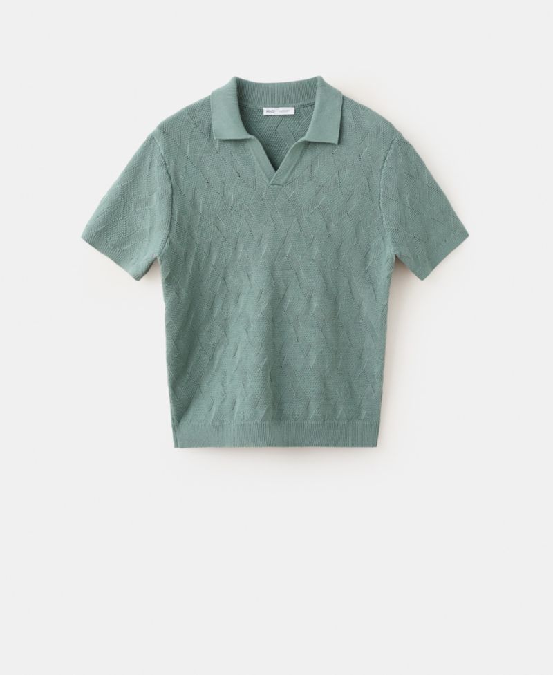 Men's Cotton Ribbed Structured Polo Shirt