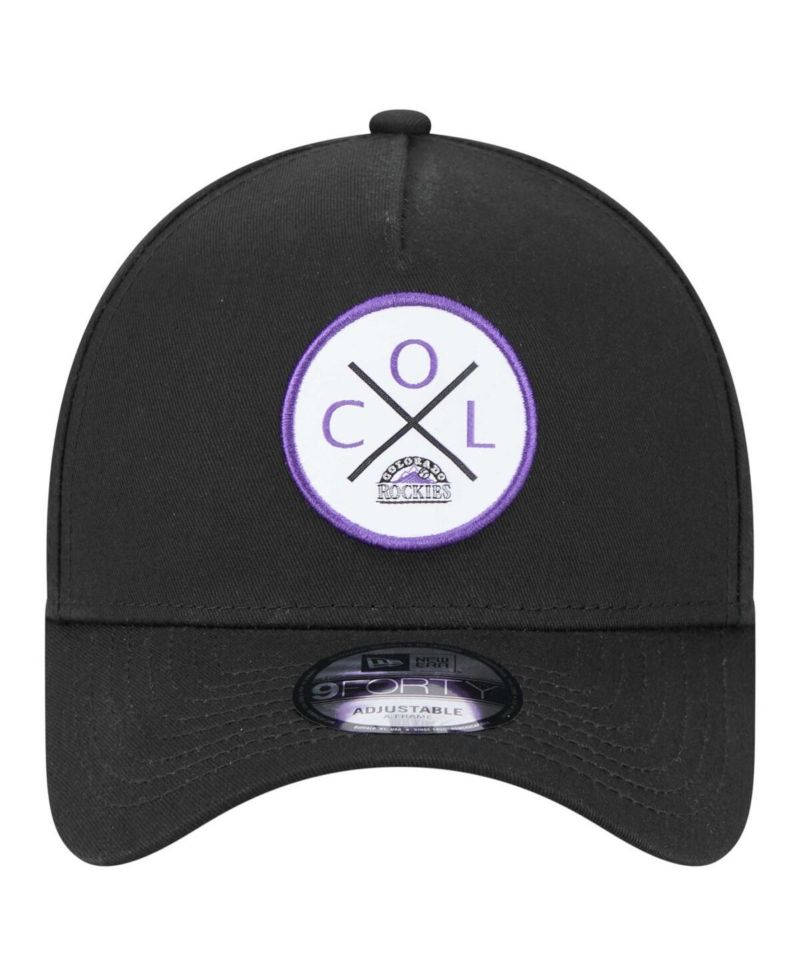 Men's Black Colorado Rockies 9FORTY A-Frame Adjustable Hat
