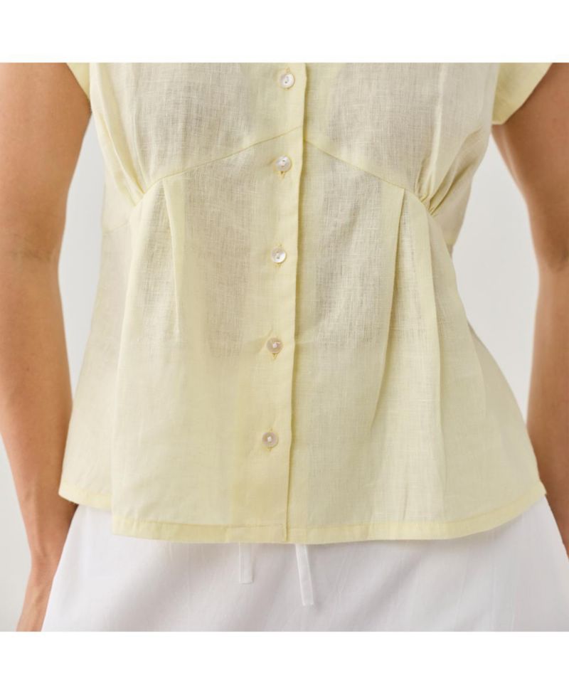 Women's The Deep V Neck Top in Butter Lemon