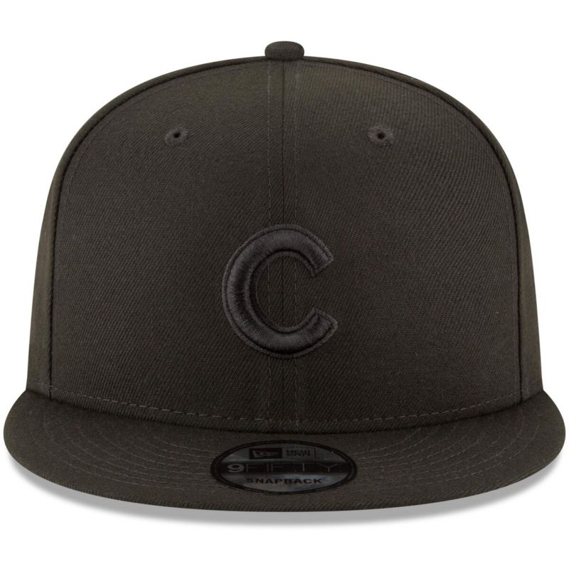 Men's Chicago Cubs Black on Black 9FIFTY Team Snapback Adjustable Cap