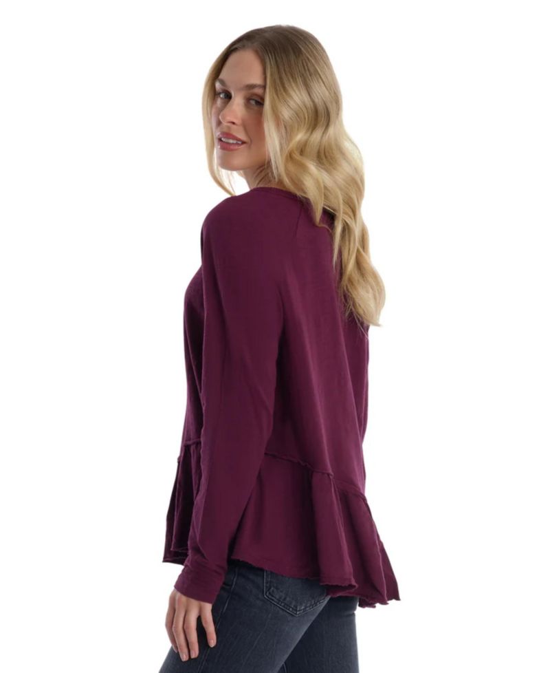 Women's Clothing Raglan Long Sleeve Asymmetric Peplum