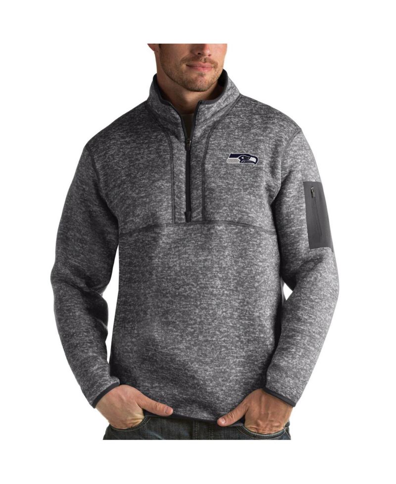 Men's Charcoal Seattle Seahawks Fortune Quarter-Zip Pullover Jacket