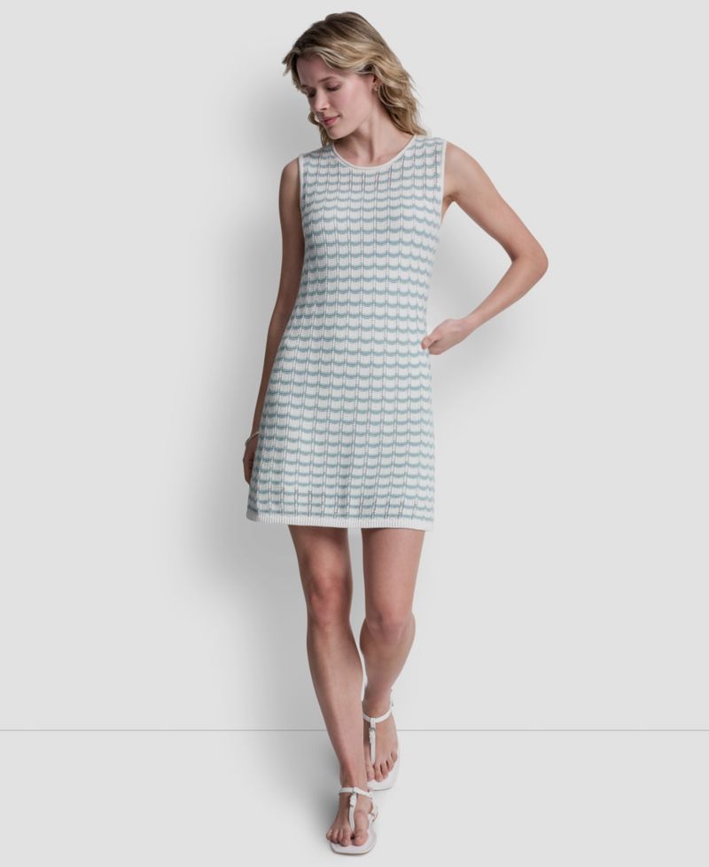 Women's Sleeveless Crew Neck Pointelle Dress
