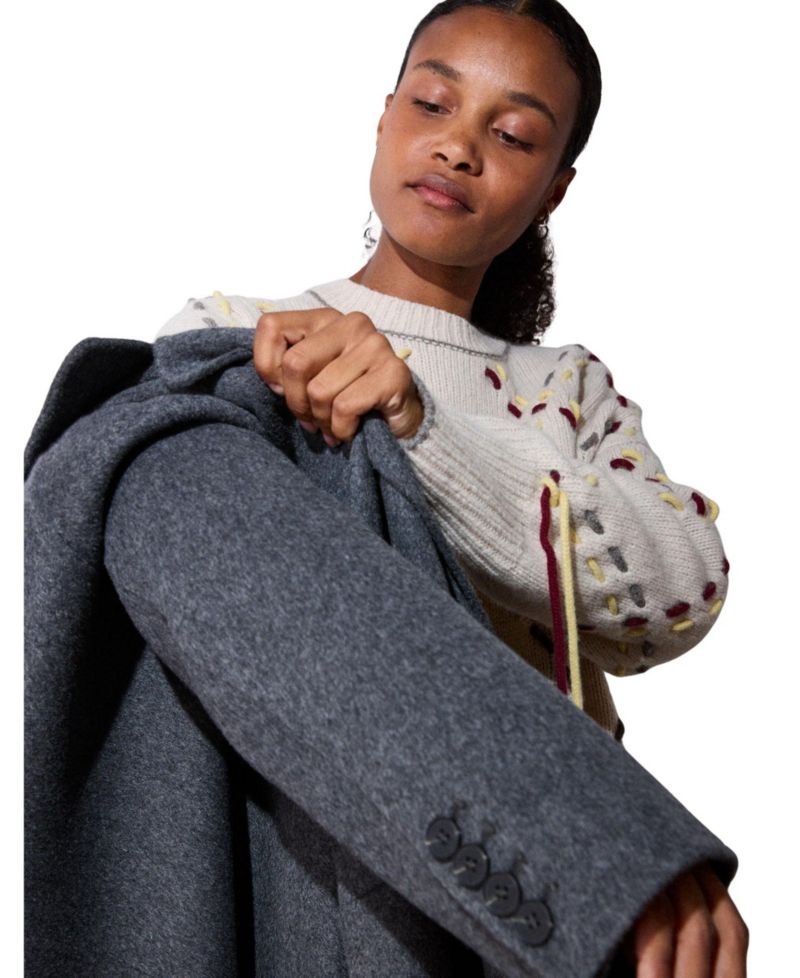 Women's Double-Breasted Relaxed Wool-Blend Coat