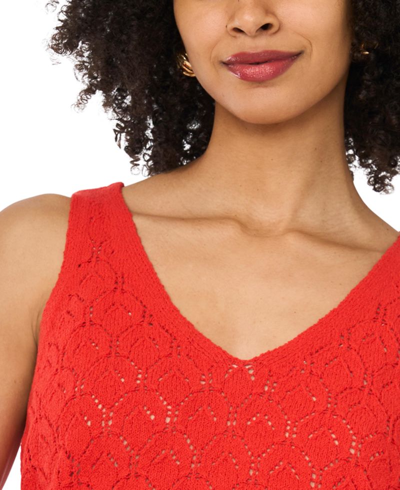 Women's Cotton-Blend Pointelle Tank Top