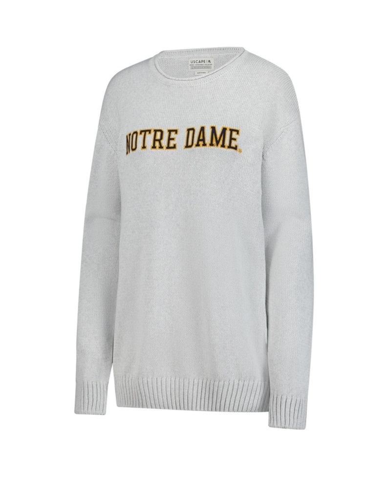 Men's and Women's Ash Notre Dame Fighting Irish Embroidered Applique Sweater