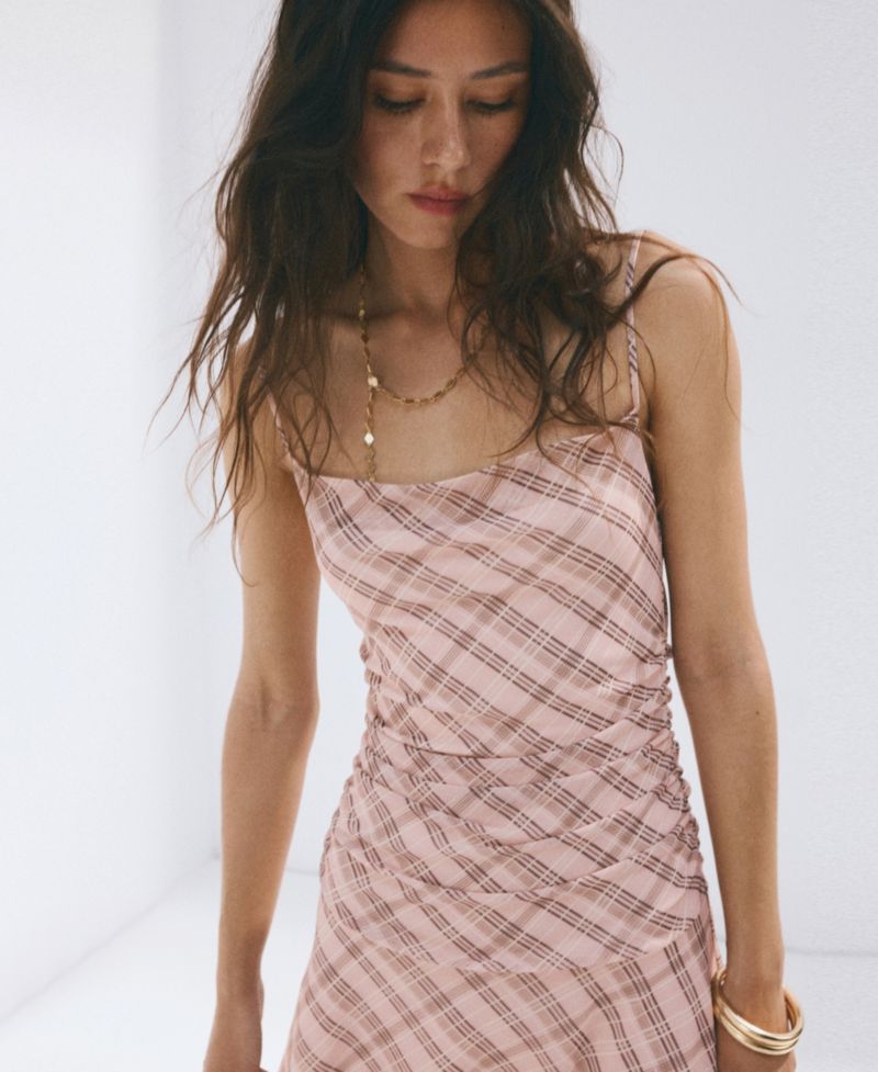 Women's Gathered Checked Dress