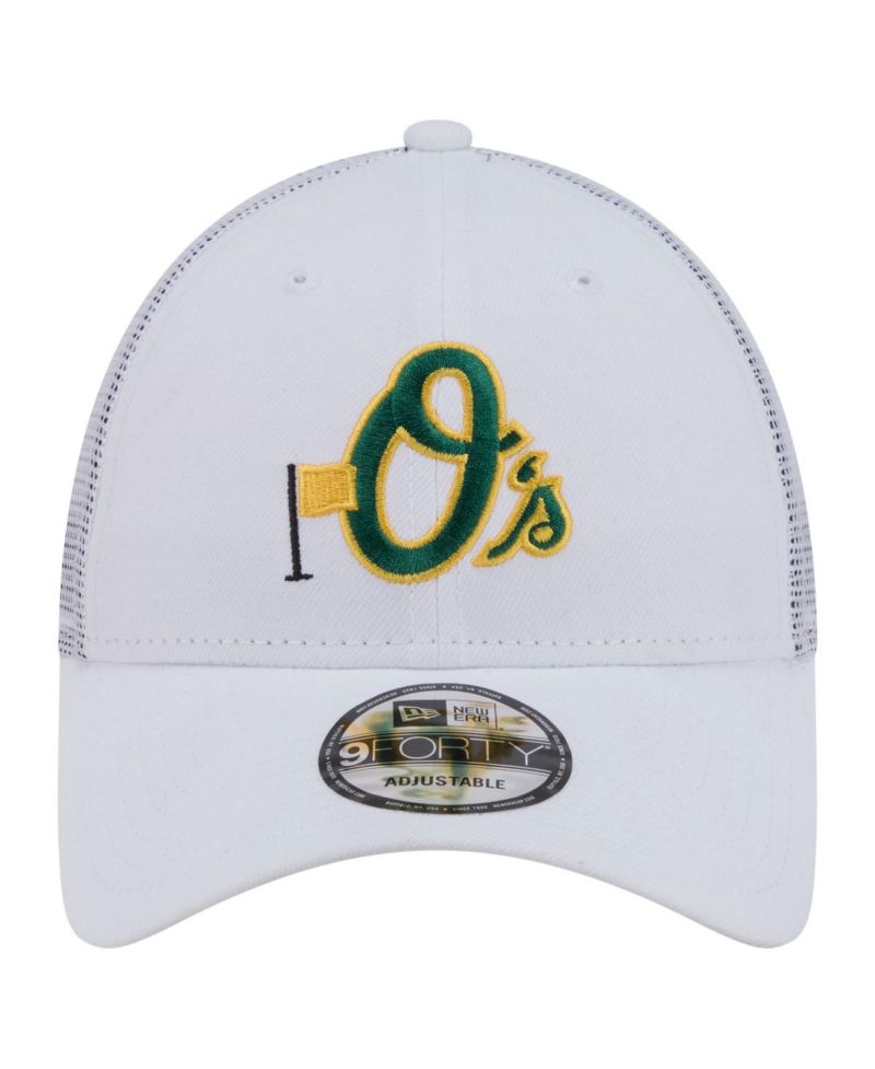 Men's White Baltimore Orioles Flag 9FORTY Trucker Adjustable Hat