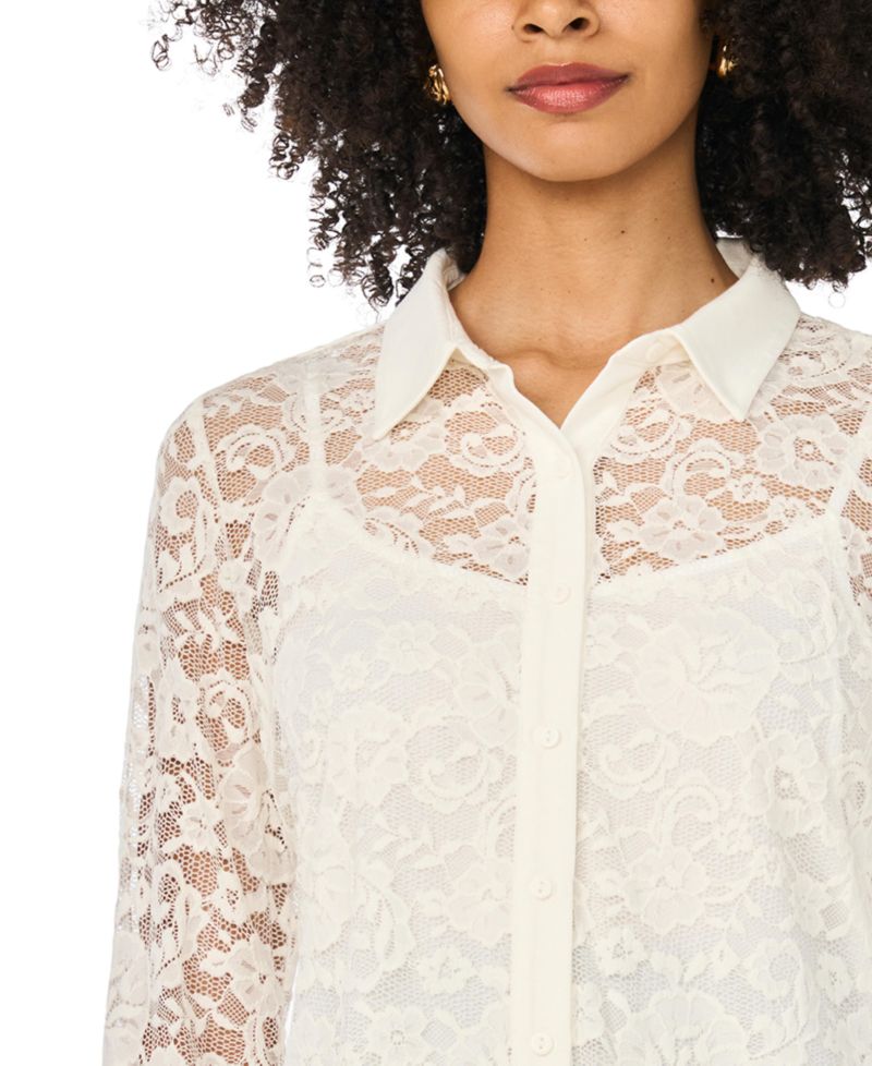 Women's Long-Sleeve Lace Floral Blouse